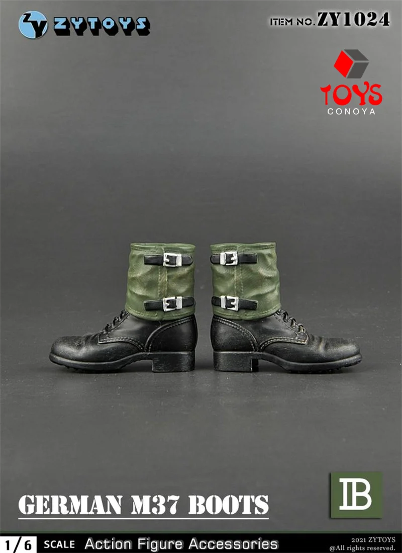 ZYTOYS ZY1024 ZY1025 1/6 Scale WWII German M37 Boots Leggings Boots Hollow Shoes Model Fit 12'' Male Soldier Action Figure Body