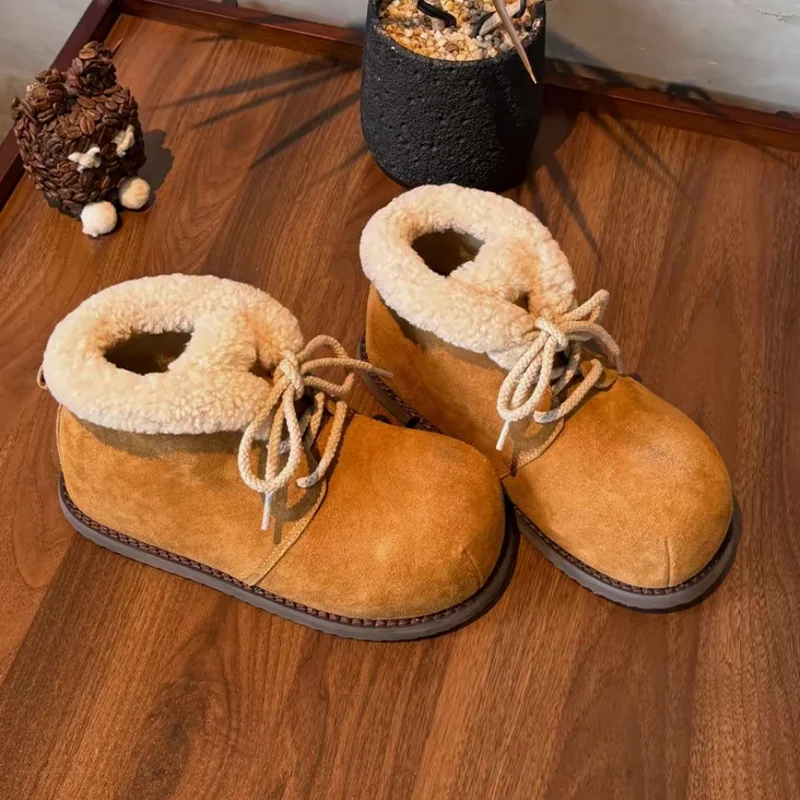 

Зимние сапоги для женщин на меху на плоской подошве Замшевая модная обувь 2025 Повседневная дизайнерская спортивная хлопковая обувь Новый бренд Теплые уютные Mujer Botas