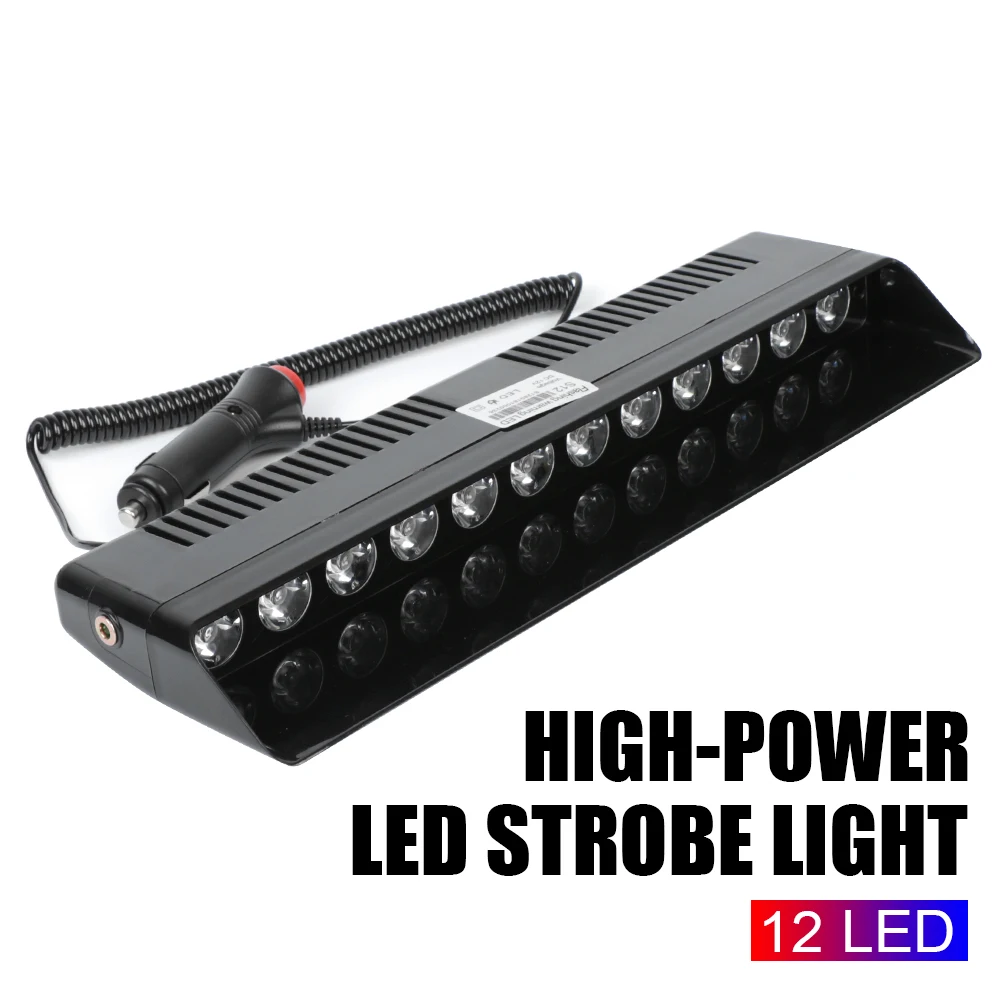 12V 12 LED หลายโหมดกระพริบ C igarette ปลั๊กไฟแช็กสีแดงสีฟ้ากระจกไฟเตือนรถ Strobe Light ฉุกเฉิน Flasher