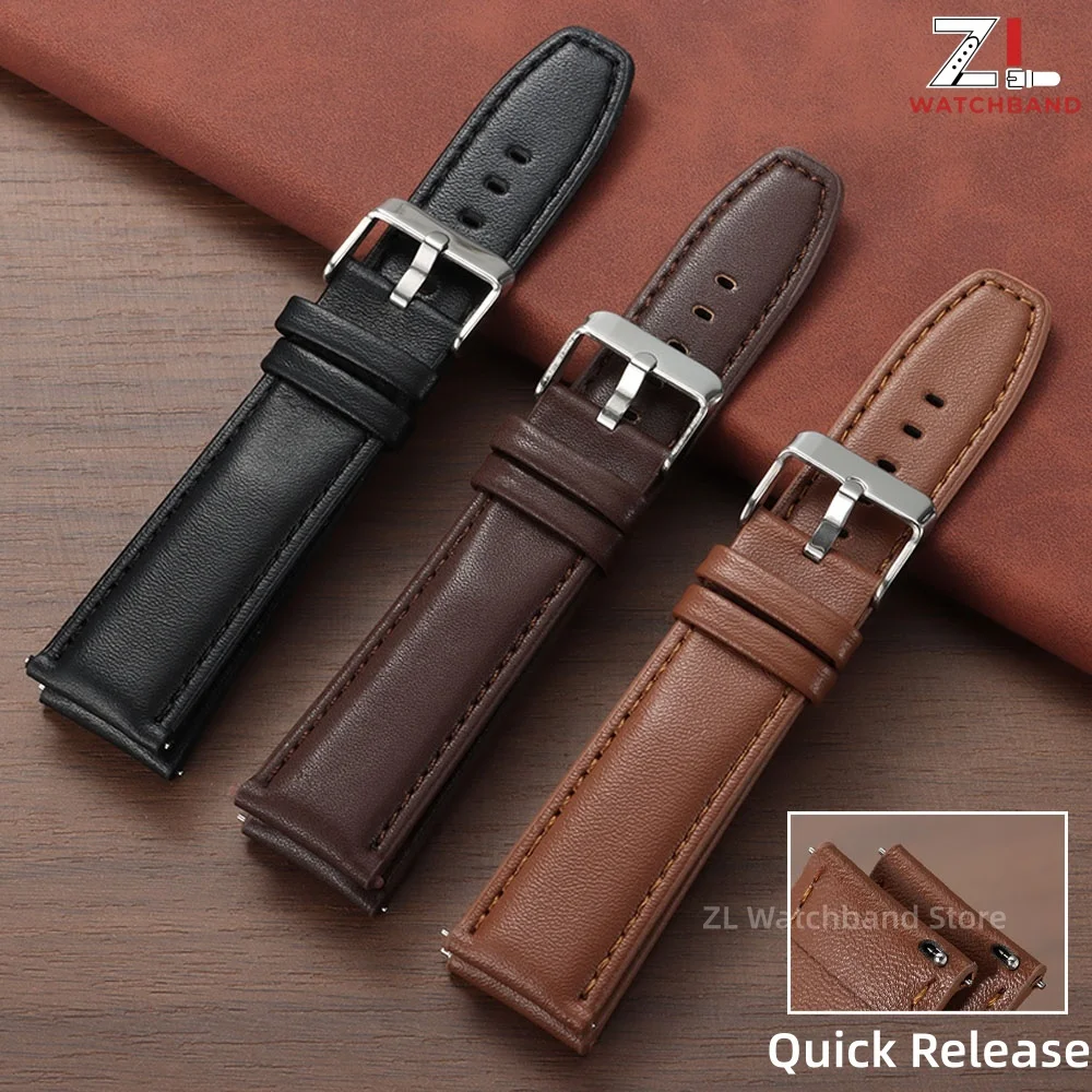 20mm 22mm Leather Watch Strap for Rolex for Omega Replacement Watchband Black Brown Quick Release Bracelet for Men Women Band