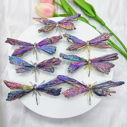 Natural Boutique Colorful tourmaline Electroplanted Dragonfly spar crafts Handmade Reiki Healing Home Home Garden Decor Gift