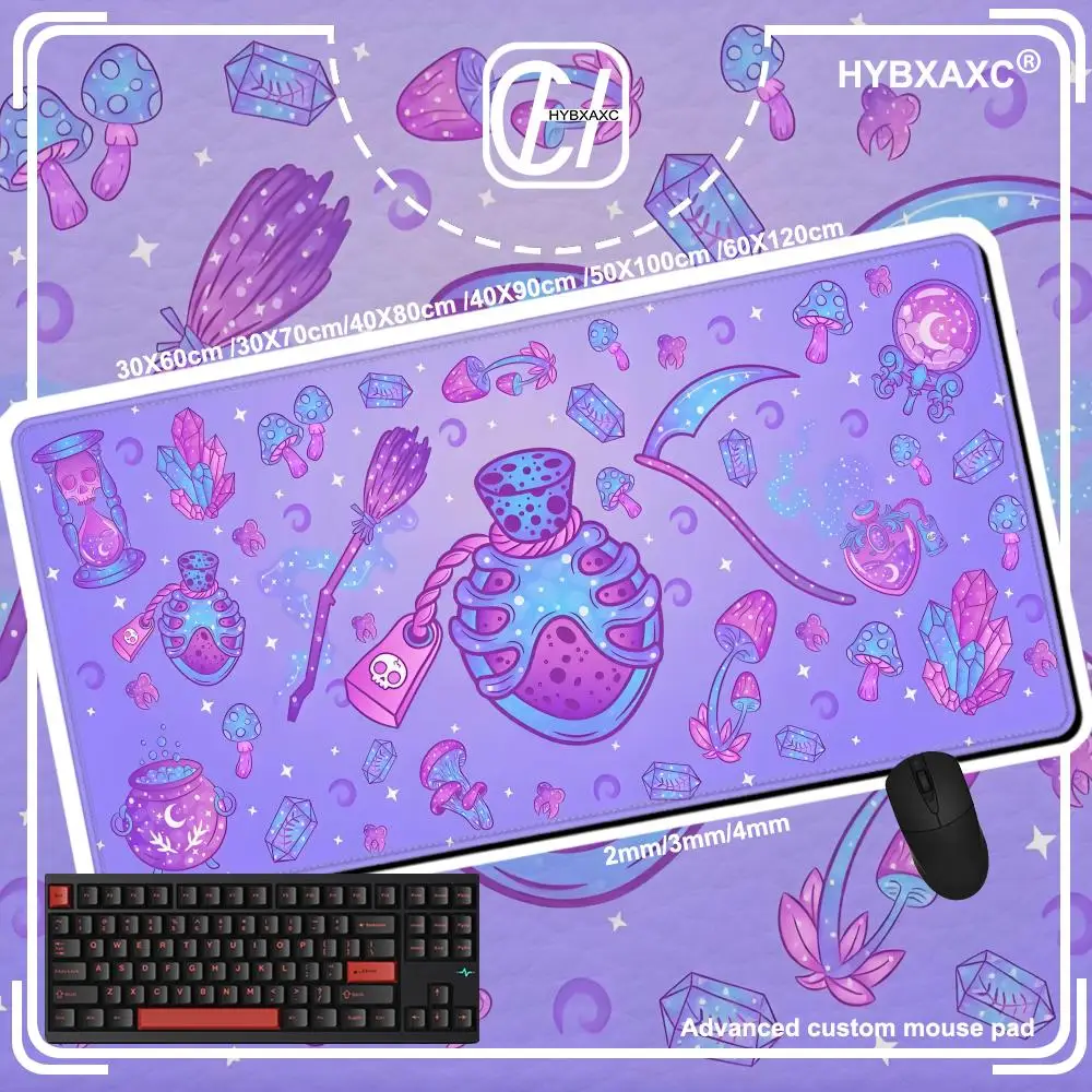 Cute Kawaii Goth Mouse pad XL Pastel Witch Desk Mat Large Gaming Deskmat Purple Magic Mushroom Forager/Hunter Witchy Mousepad