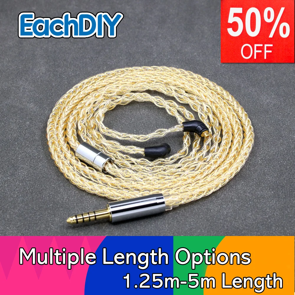 

8 Core 99% 7n Pure Silver 24k Gold Plated Earphone Cable For Etymotic ER4SR ER4XR ER3XR ER3SE ER2XR ER2SE LN008414