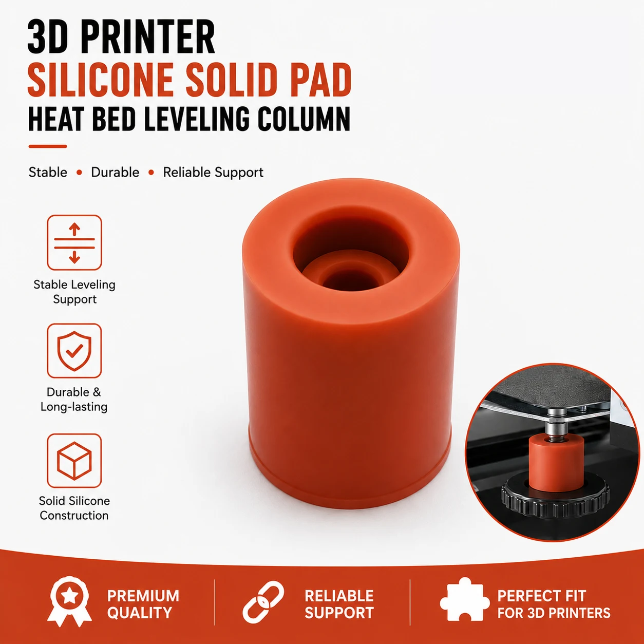 4pcs 3D Printer Silicone Solid Spacer High Temperature Hot Bed Leveling Column for CR10 10S Ender3 3S 3 Pro 3 V2 3d Priter Parts