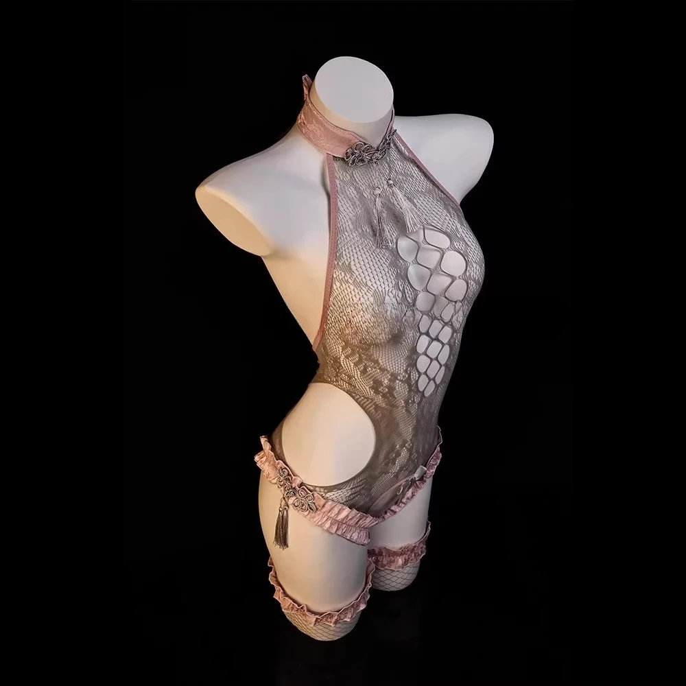 بيجامة جديدة مثيرة لعام 2025 ملابس داخلية صينية مجوفة بمنظور شبكي ملابس داخلية مفتوحة الملف رغبة نقية #4