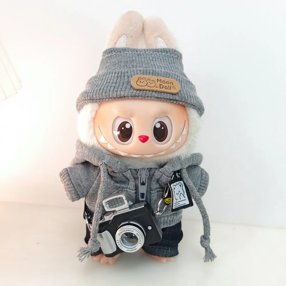 Labubu 인형 의류 아카데미 쿨 섀도우 유니폼 세트 17cm 봉제 인형 의류 액세서리 Labubu I II 아이돌 인형 앉아 파티