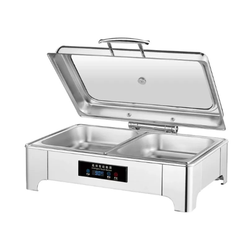 Stainless Steel Hydraulic Soft Close Lid Chafing Dish Commercial Buffet Food Warmer Breakfast Wedding Banquet Catering Party