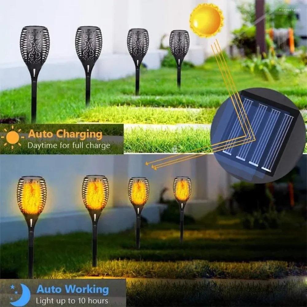 

LED Outdoor Solar Torch Lights Waterproof Landscape Decoration Flickering Dancing Flame Lamp Lawn Path Yard Patio Floor Lamps