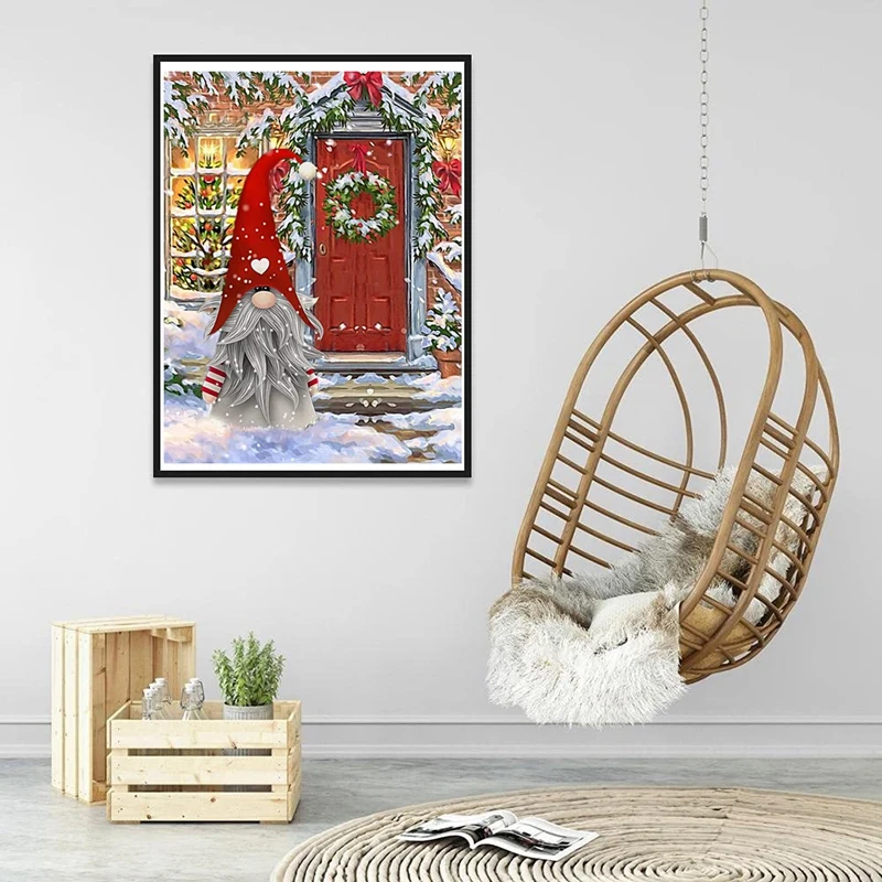 Kits de pintura de diamantes de Navidad para adultos, arte de Gnomo de Navidad, 5D, decoración de pared del hogar