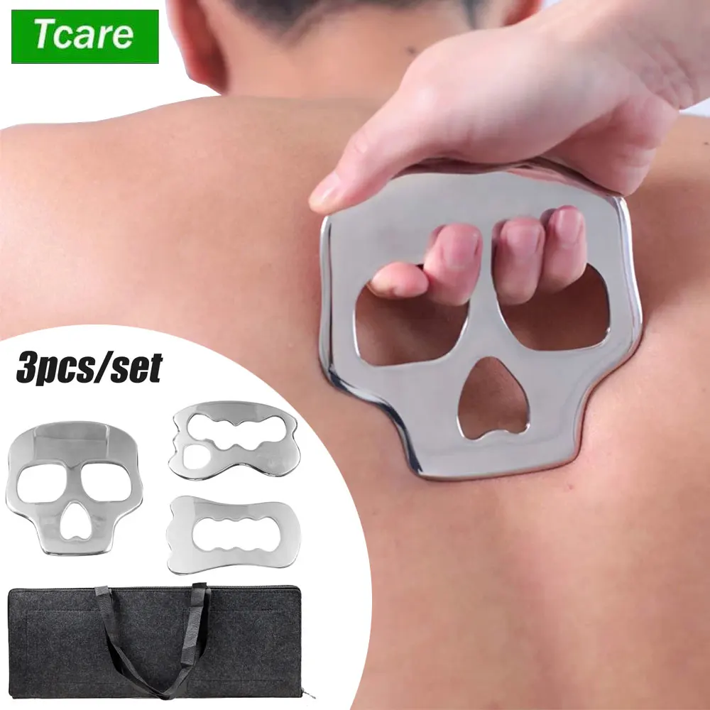 Stainless Steel Gua Sha Muscle Scraper Tools Set 3 in 1 Scraping Massager for Physical Therapy, IASTM Tools Massage Scraper Kit