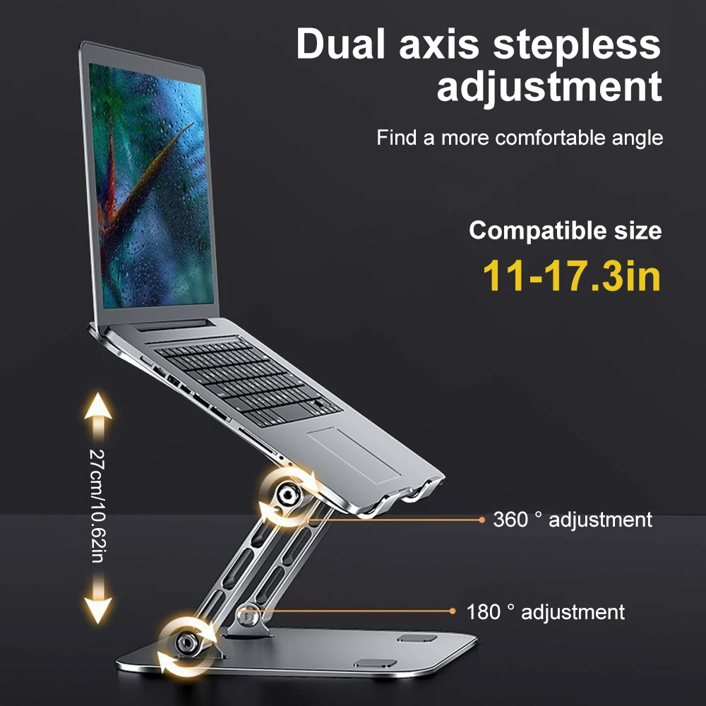 Up to 10-17" iPad Laptop Stand Cooling Base Adjustable Height Notebook Holder Enhanced Cooling Design Tablet Stand Notebook Base