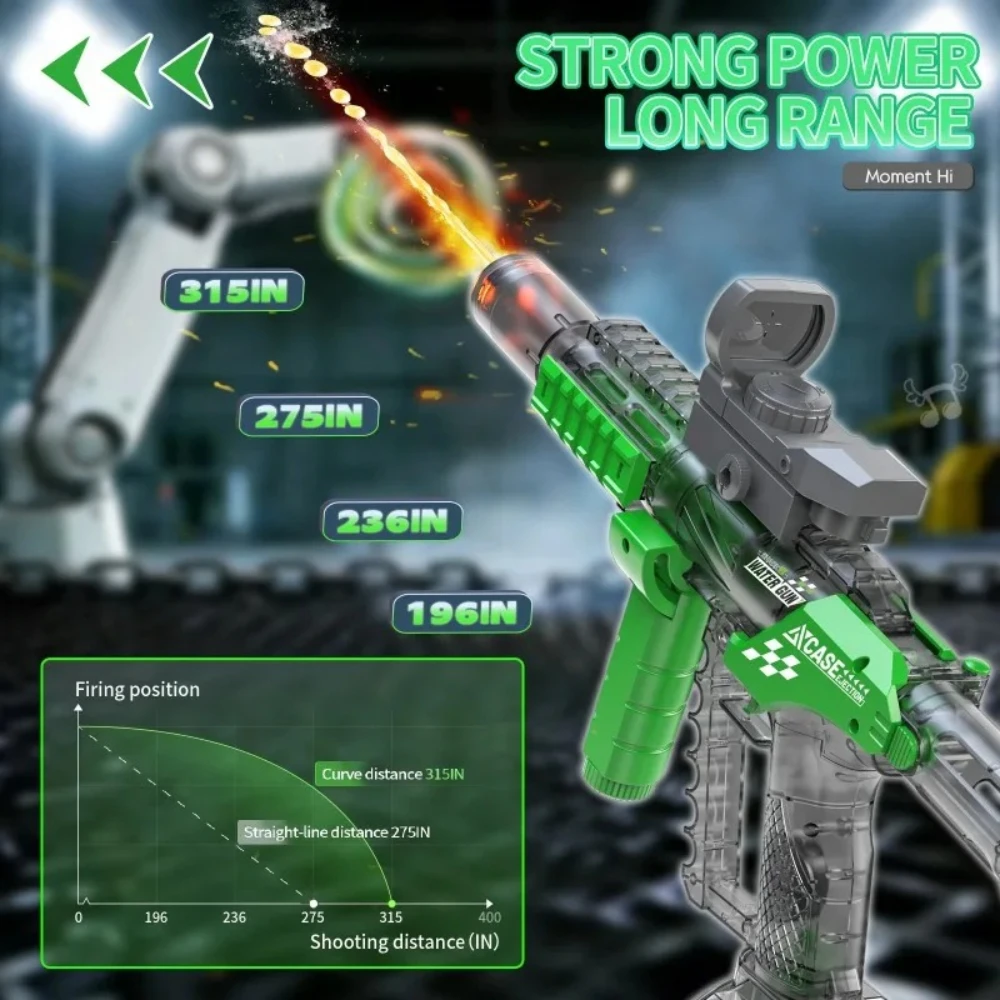 Electric Pulse Water Gun Simulated Flame Sensor Light Fully Automatic Fights Toy Water Pistol Summer Outdoor Beach Games Toys