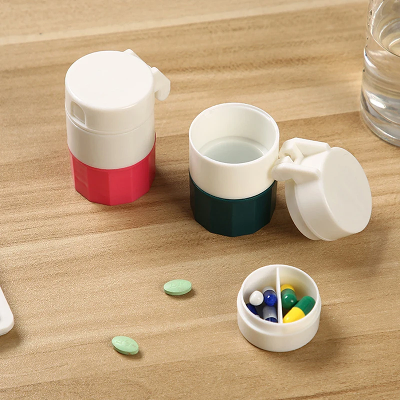 Random Color Portable Pill Case Medicine Splitter Powder Pill Cutter Medicine Box Storage Drug Container Pillbox