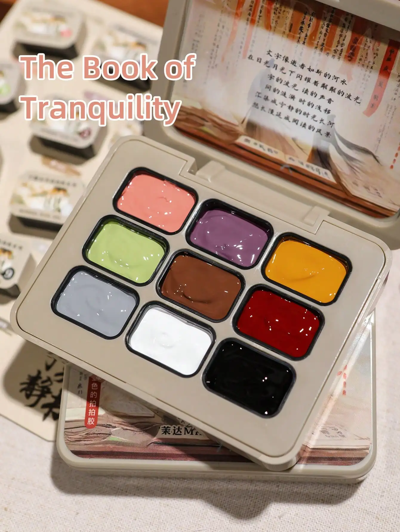 9 couleurs le livre de la transquilité tapotements colle tache en conserve haute Saturation populaire semi-solide vernis à ongles-Ning Jing Zhi Shu