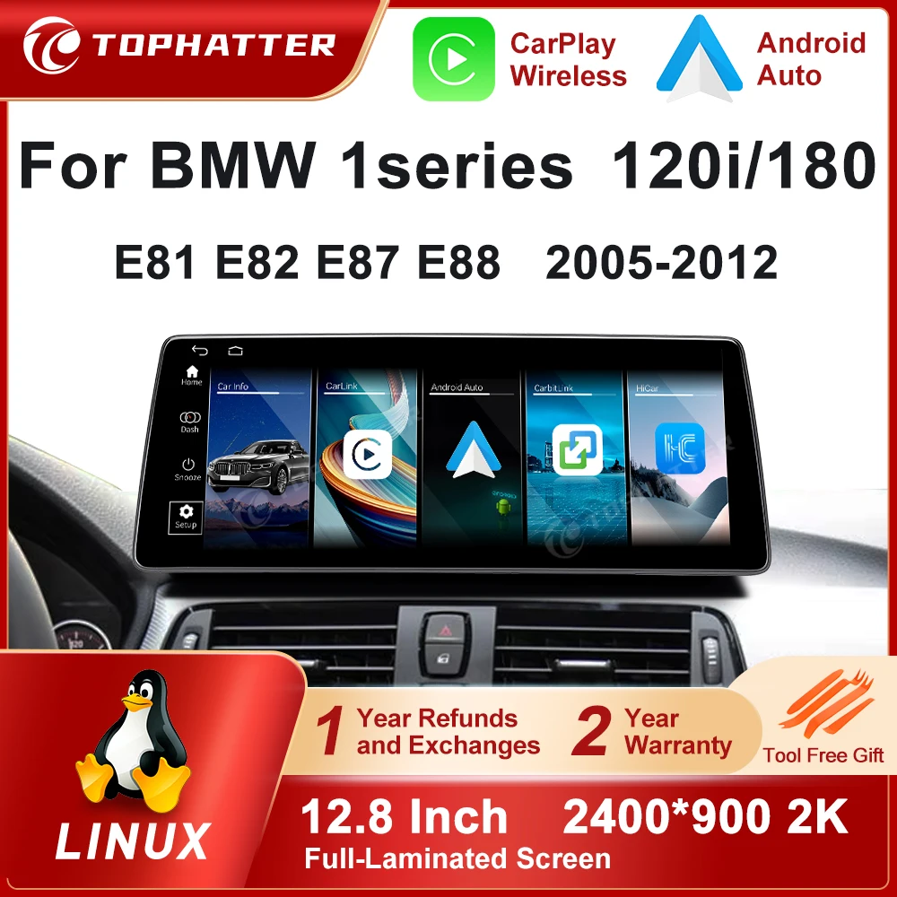

12.8IN 2K Screen CarPlay Car Radio For BMW 1series E81 E82 E87 E88 Multimedia Player Navi Head Unit 360