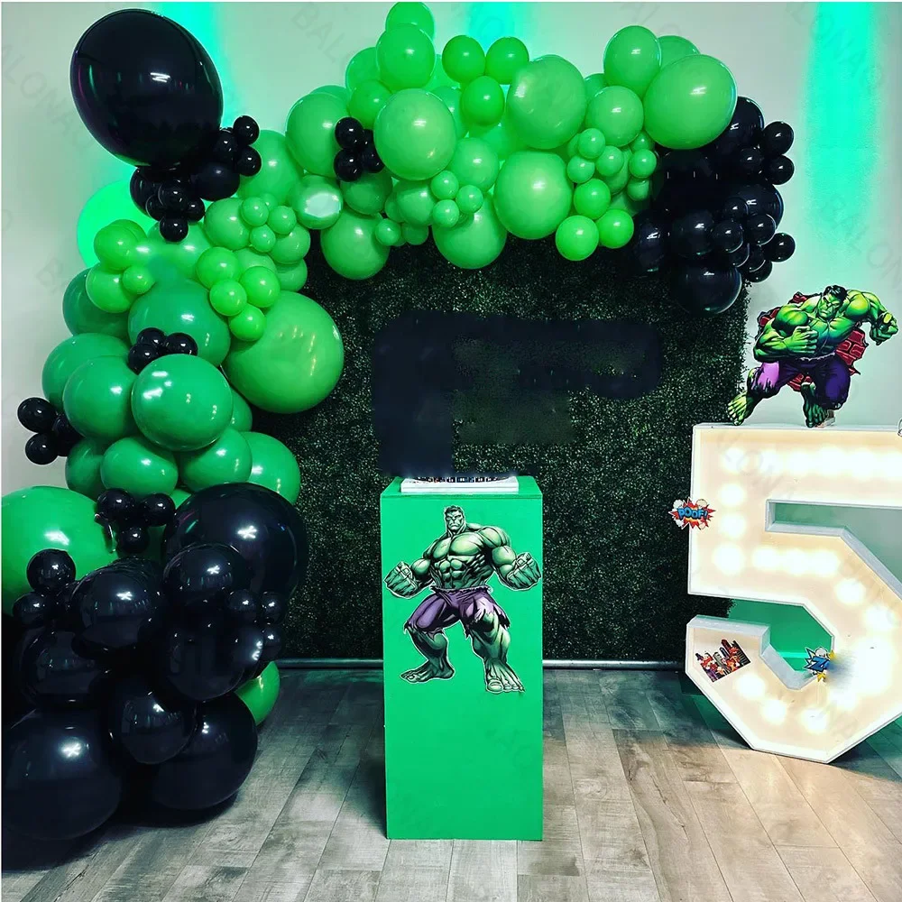 1Set Superhero The Hulk Balloons Birthday Supplies Green Black Birthday Latex Balloons for Boy Kids Baby Shower Decorations