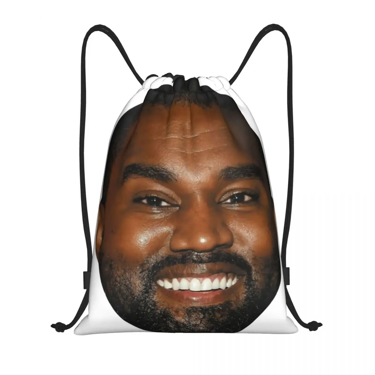 Custom Funny Kanye West Meme Drawstring Backpack Bags Lightweight Rapper Music Producer Gym Sports Sackpack Sacks for Traveling