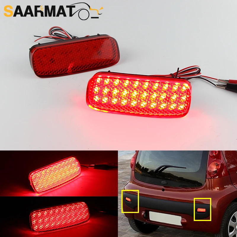 2PCS 12V Red LED Rear Bumper Reflector Light For Citroen C1 C5 For Peugeot 107 206 607 Expert Fog Lamp Running Lights OEM#6340E6