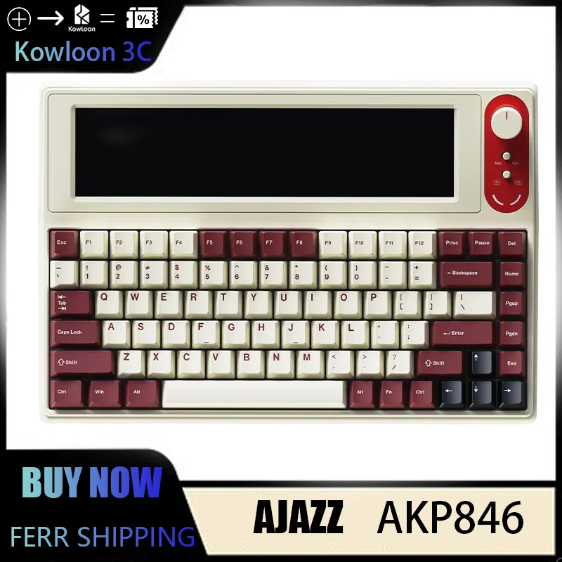 

AJAZZ AKP846 Mechanical Keyboard Wired Programming Custom Driver Qmk Open Source 10.1-Inch Color Screen Gaming Office E-Sport