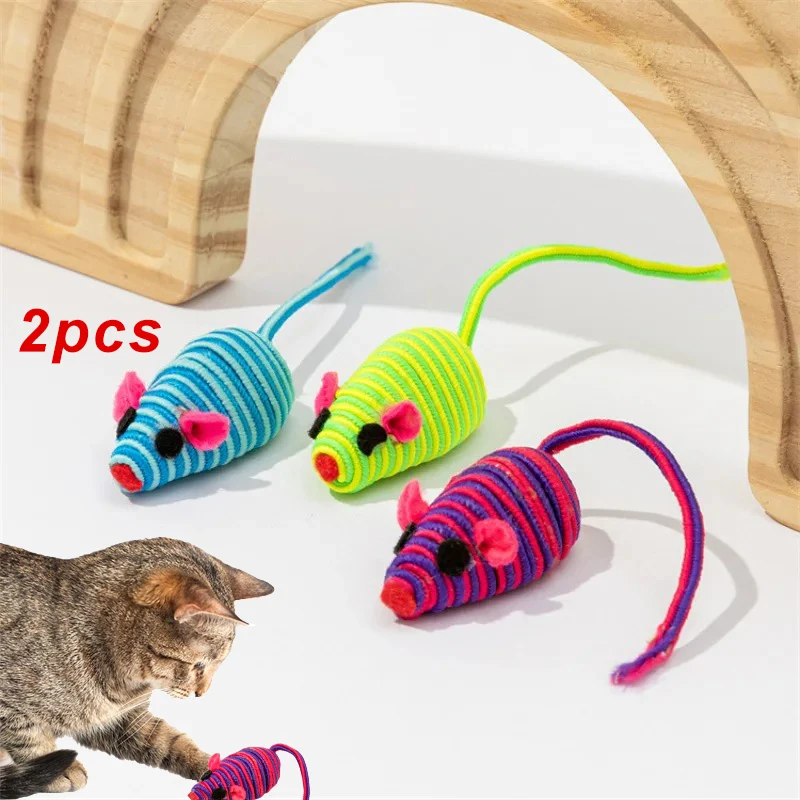 2pcs Pet Cat Toy Color Winding Mouse Cat Toy Pet Supplies Cat Interactive Chew Toy Pet Accessories