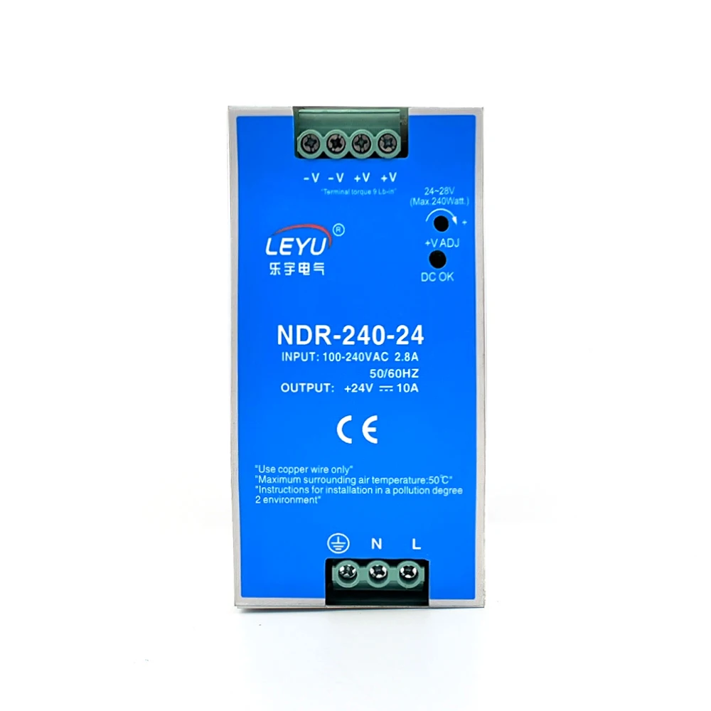Ndr Series AC to DC 24V DIN-Rail Power Supply for Industrial Automation