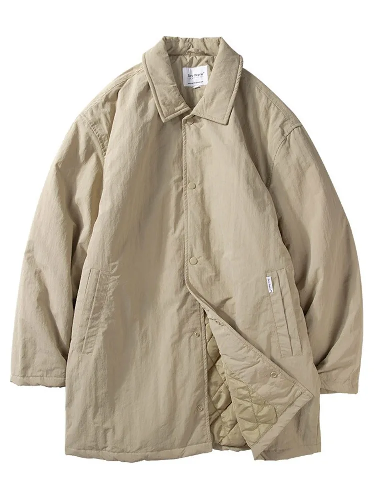 

Мужская легкая водонепроницаемая хлопковая куртка-пальто средней длины, утепленная, повседневная, с простым воротником