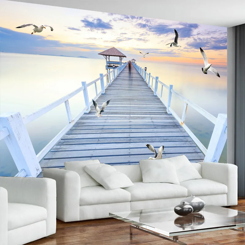 

Custom 3D Photo Wallpaper Mural Modern Sea Bridge Seagull Living Room Bedroom TV Background Wall Art Decoration Backdrop