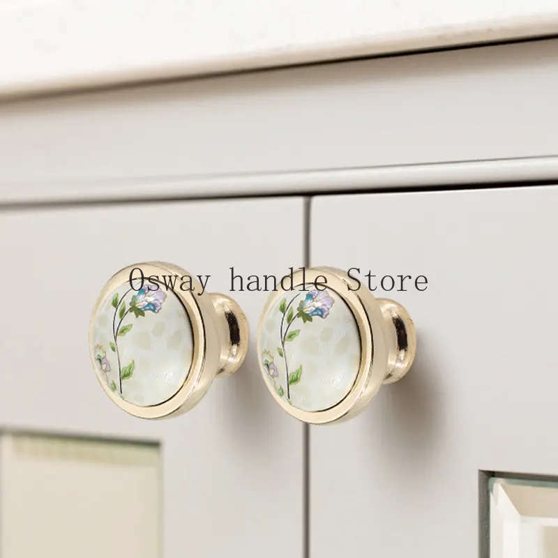 Antique Ceramic Cabinet Handles Chinese Vintage Drawer Knobs Wardrobe Door Handles European Furniture Handle Hardware