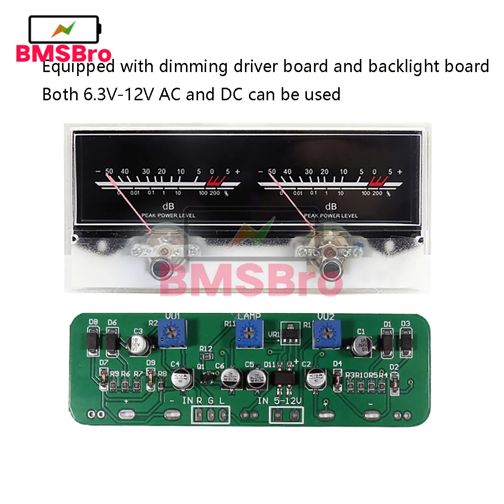 Double pointer VU Meter Stereo Audio Amplifier Board DB Sound Level Indicator Meter Adjustable Backlight With Driver