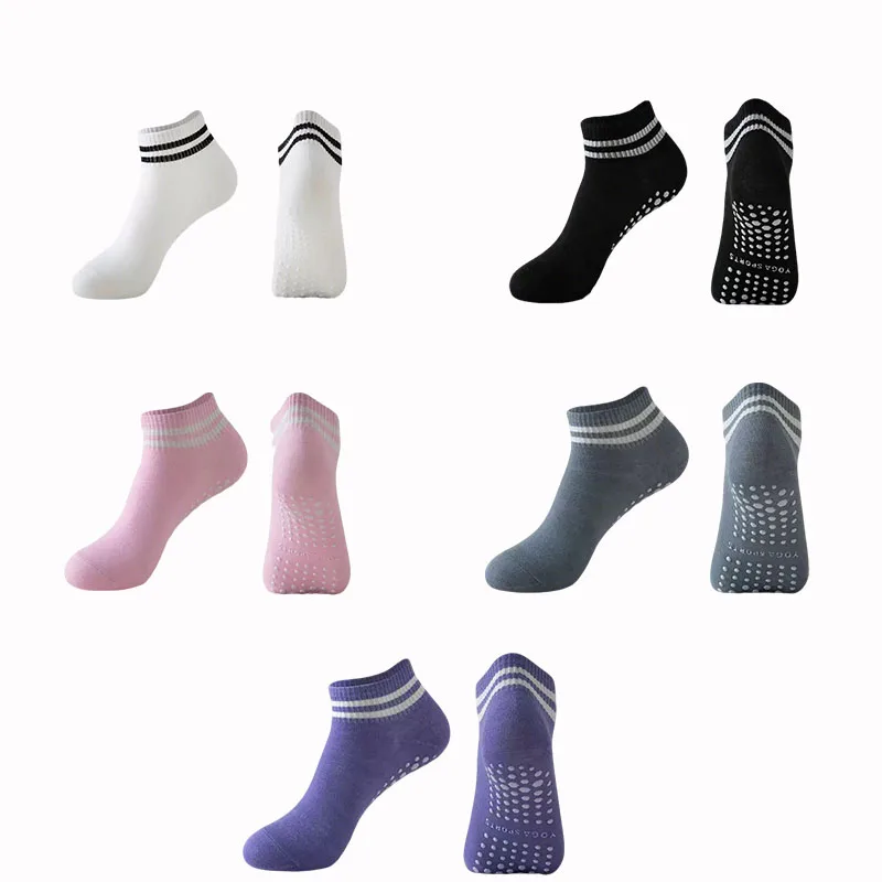 

European sizes 34-40, 1/2 Pairs of Yoga Socks Knitted Breathable Fabric with Rubberized Anti-Slip Soles Women's Exclusive