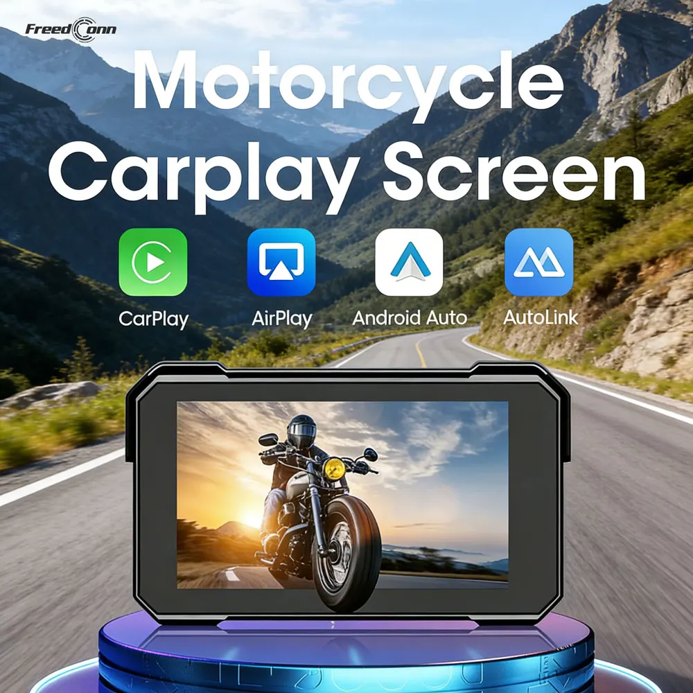 Freedconn Motorcycle Carplay Android Auto Navigation Moto Display Screen Portable Motobike Digital Dashboard Waterproof