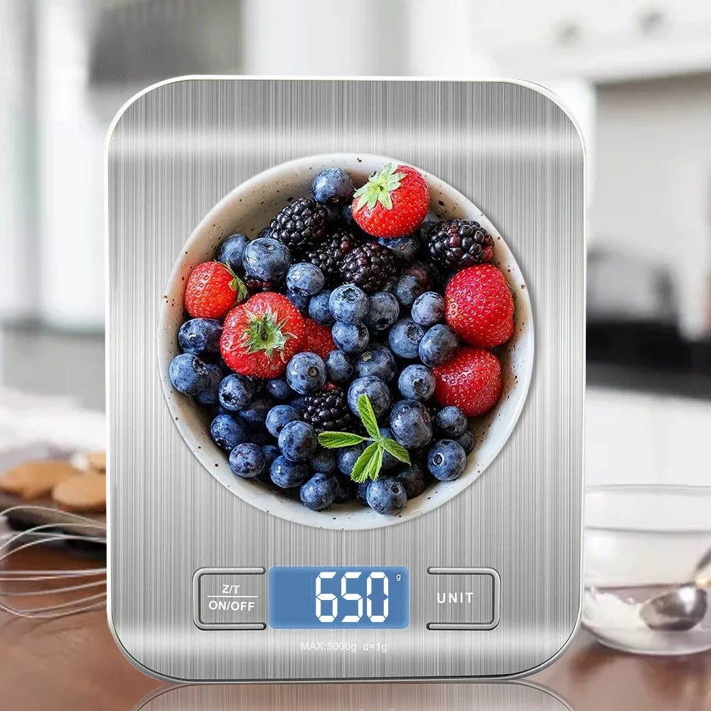 

Digital Kitchen Scale 5kg/10kg Food Multi-Function 304 Stainless Steel Balance LCD Display Measuring Grams Ounces Cooking Baking