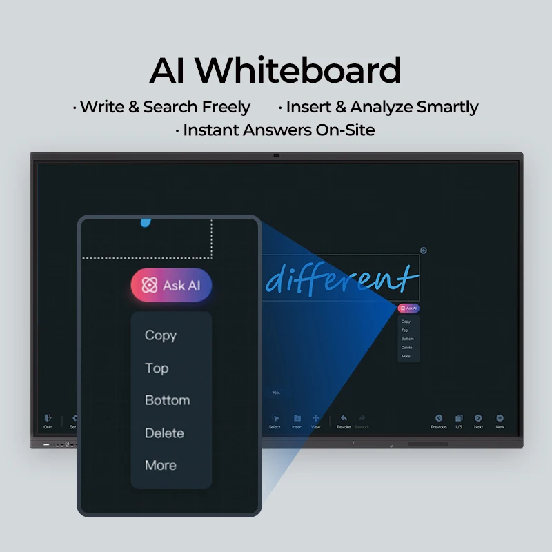 55/65/75/85/98 Inch 4K LCD Interactive Electronic Whiteboard 40-Point Touch Screen For Classroom School Use Android/Windows OS