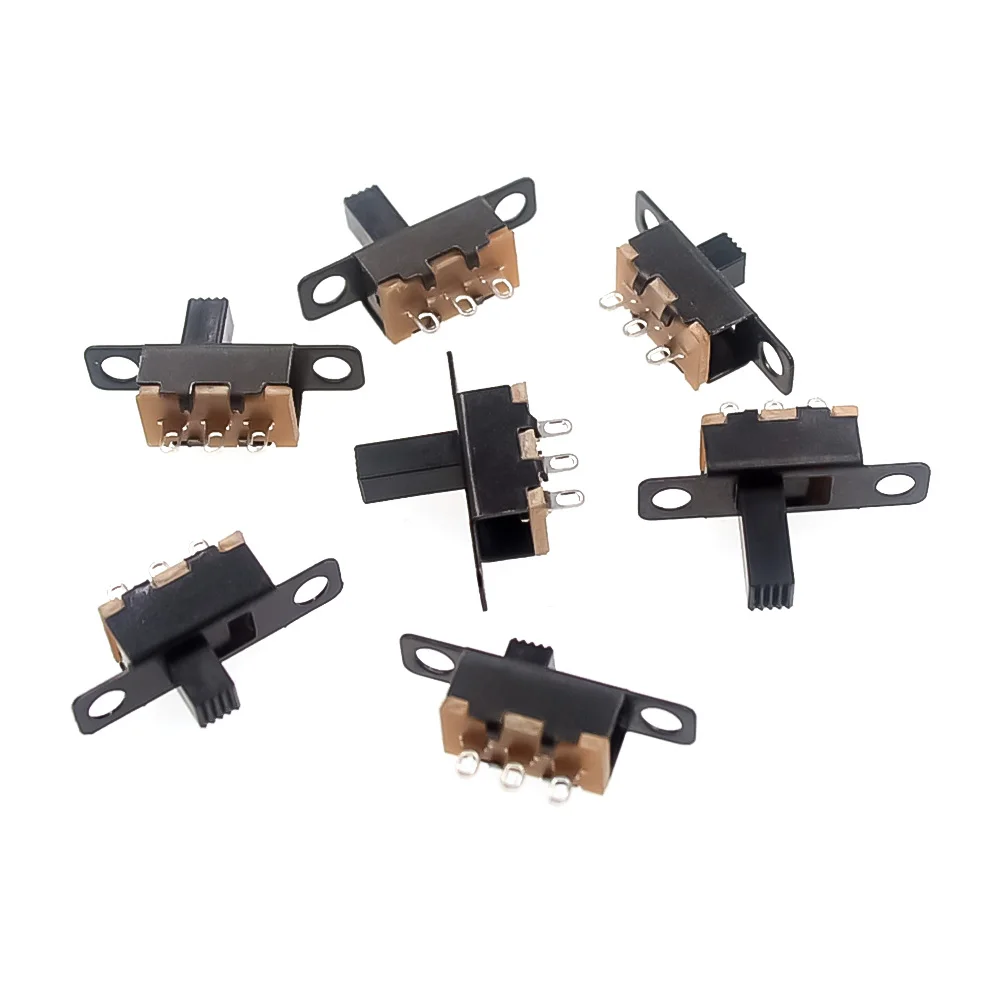 20PCS/Lot 50V 0.3A SS12F15 Mini Size Black SPDT Slide Switch for DIY Power Electronic Projects G6 1P2T Toggle Switch Handle 6mm