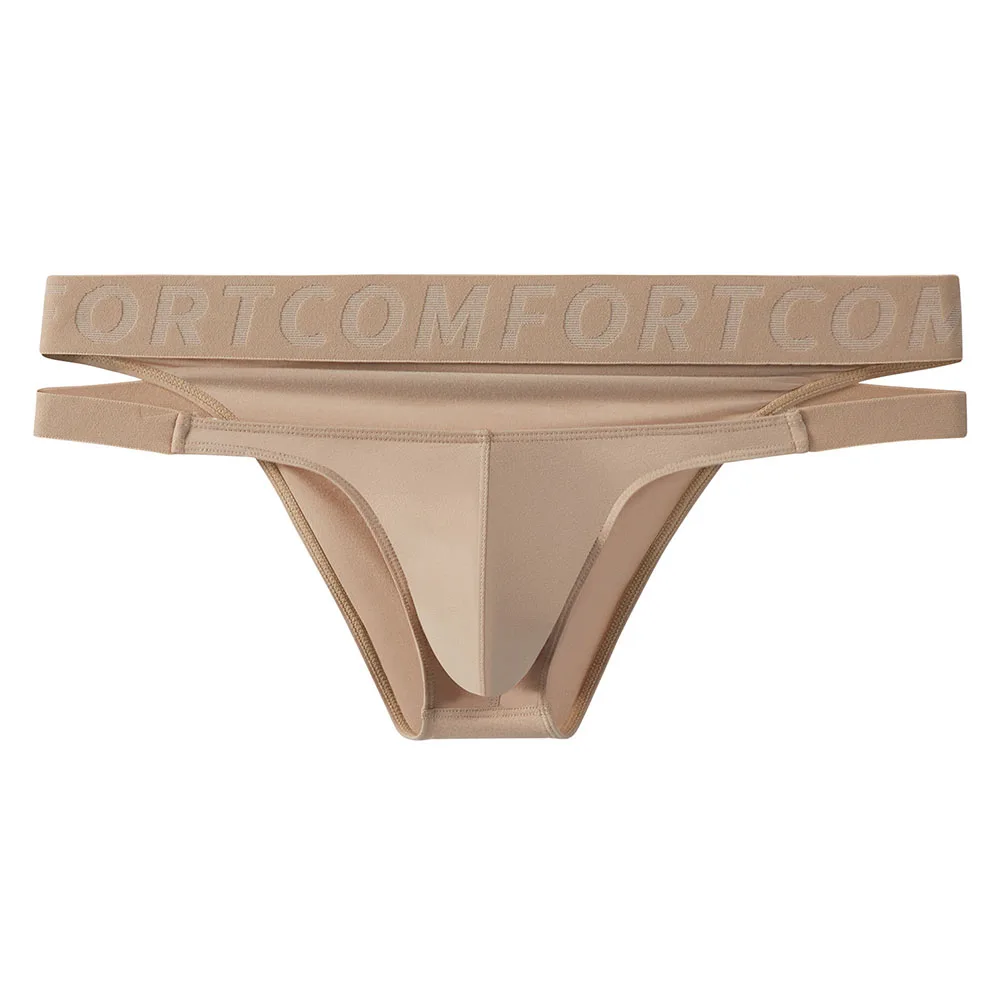 Men's Hollow Briefs Soft Fiber Big Pouch Underwear Low Waist Daily Classic Solid Color Lingerie For Comfortable Wear Brown Green