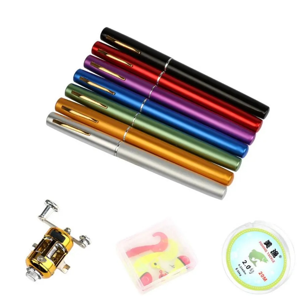 

Telescopic Pocket Fishing Rod Carbon Reel Pen Shape Mini Fishing Pole Spinning Aluminum Alloy Folded Fishing Rod Kit Lake