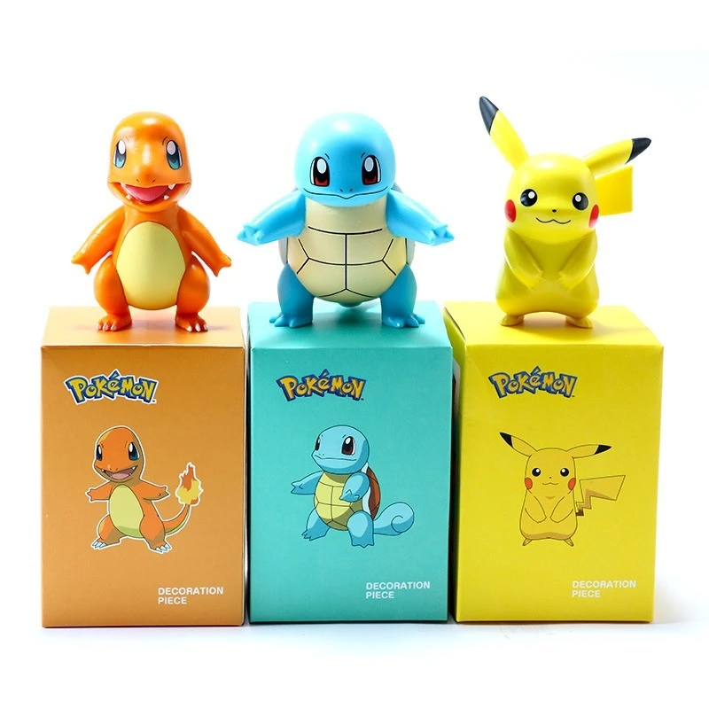 Anime Derivados Pokemon Blind Box, Pikachu, Charmander, Bulbasaur, Hand Made Desktop Ornamento, Coleção de Escultura, Kid Gift, Novo