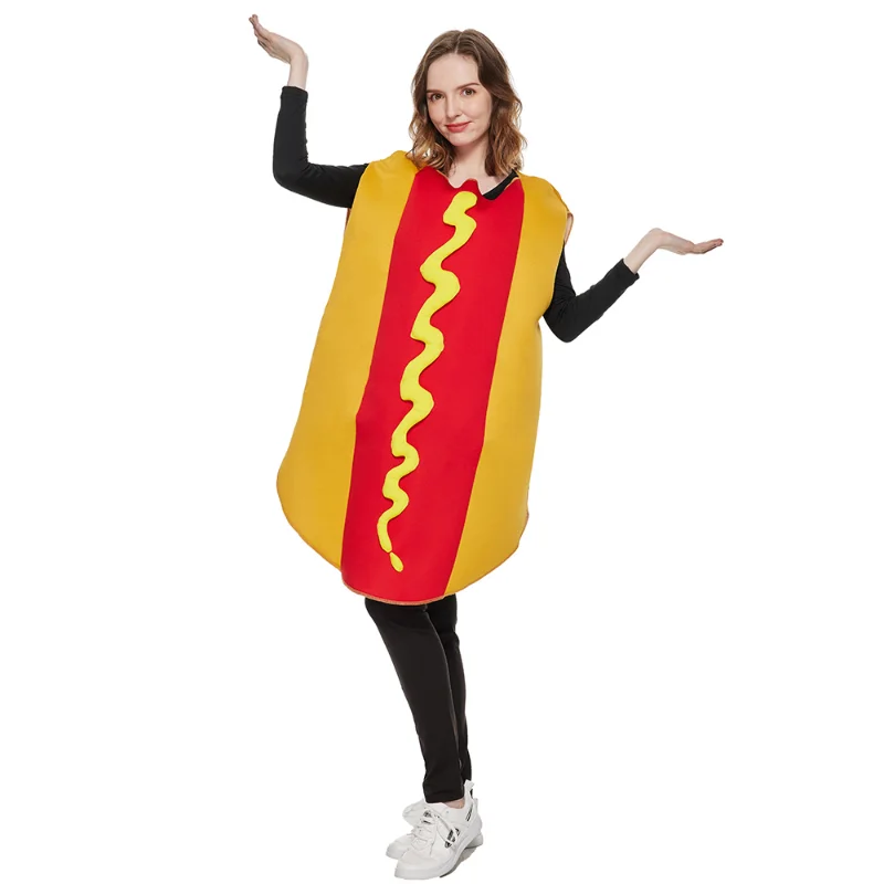 Deluxe 3D Hot Dog kostium na Halloween Unisex mężczyźni kobiety kombinezon kiełbasa Onesize