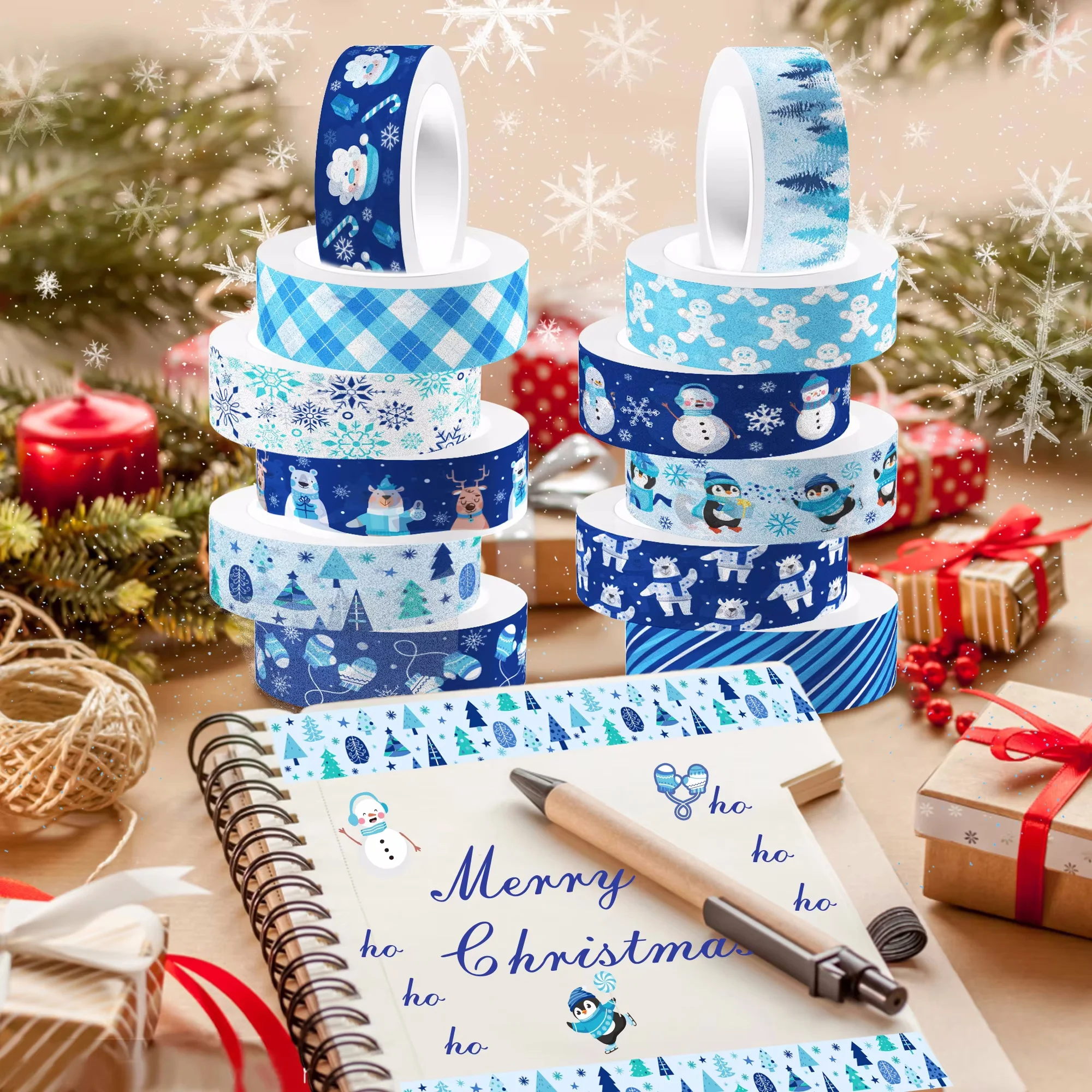 12 Rolls Christmas Snowman Pen - Washi Tape Rolls ulasan dan harga