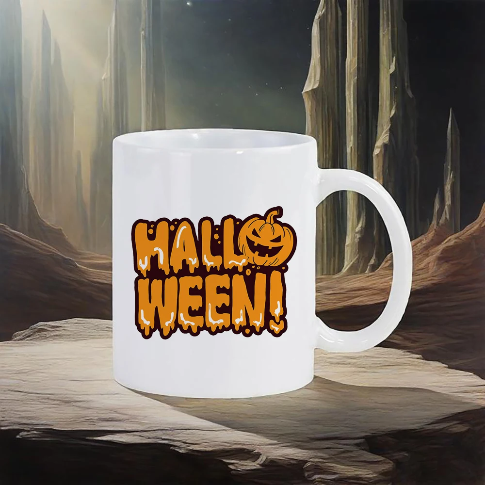 Halloween Themed Mug Ghost Witch Pattern Coffee Mug Juice Cola Cups With Bat 330ml Creative Gift for Classmate Beer Cup Mugs Tea