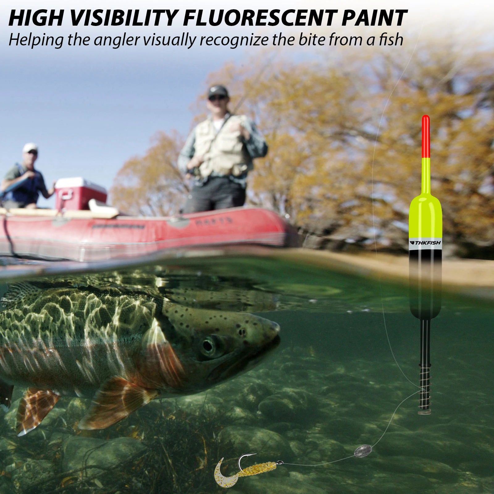 THKFISH 5pcs Spring Fishing Floats 1.5in 2.5in Balsa Wood Fishing Slip Bobbers Buoys For Crappie Bass Sea Fishing Buoy Bobber