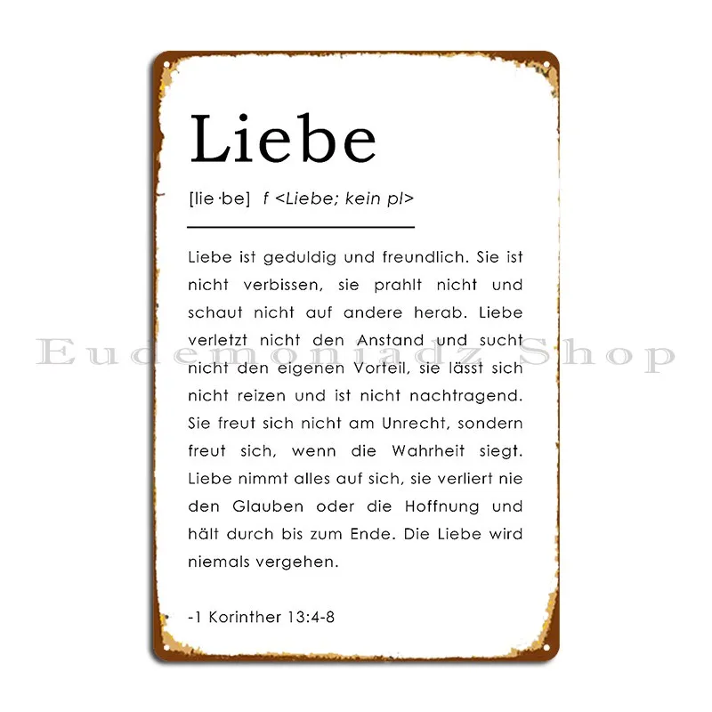 1 korinther 13 4 8 liebe bibel verse deutsch deutsch bibel vers metall plakette dekoration design kino pub garage zinn schild plakat