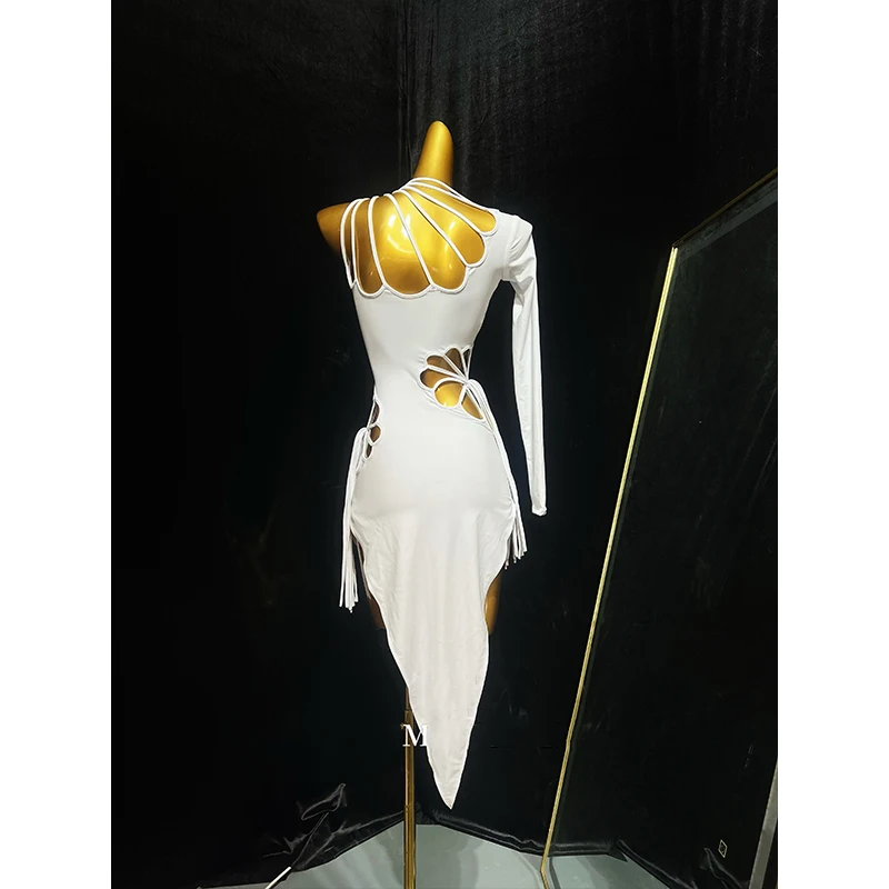 Dança latina adulto crianças vestido ab pedra high-end personalizado branco oco vestido precisamente tango roupas femininas