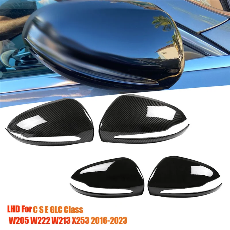 1Pair Rearview Mirror Cover Trim for Mercedes Benz C S E GLC Class W205 W222 W213 X253 16-23 Side Wing Mirror Shell LHDB