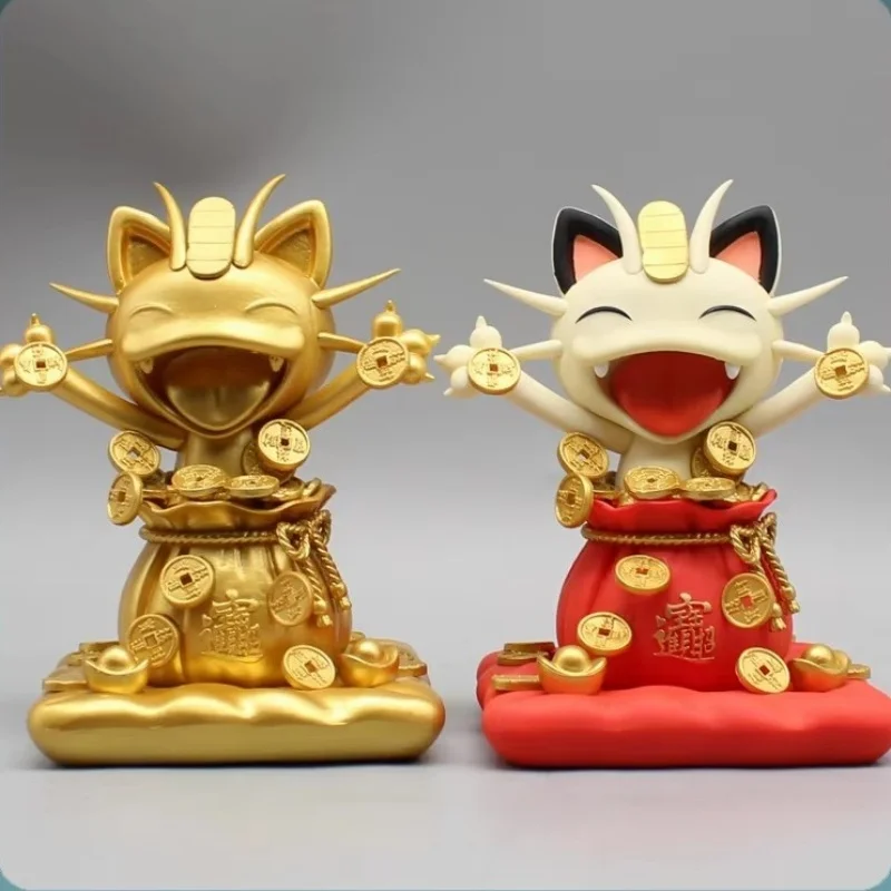 13cm Pokemon Meowth Sprinkle Gold Coins Anime Figure Model Gk Statue Boys Collection Desktop Decoration Ornament Cute Toys Gift