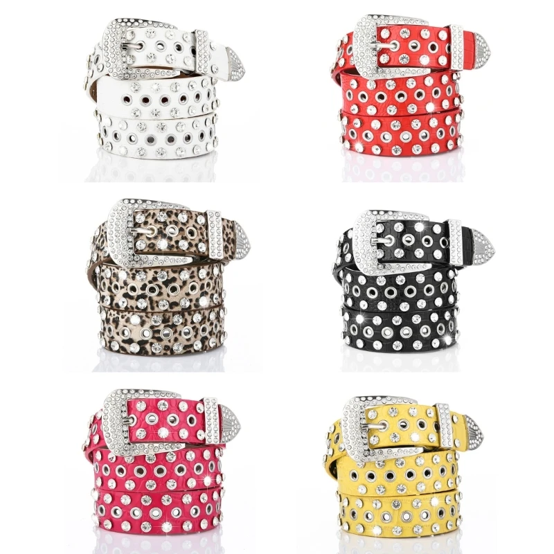 

Female PU Leather Belt Fashion Shiny Studded Design Girls Waist Belt Dropship