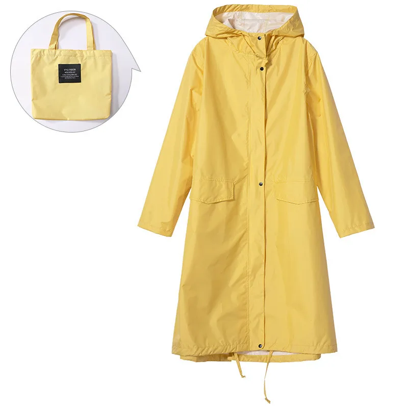 Nylon Yellow Rain Coat for Men and Women, Hiking Poncho, Breathable Long Portable Tour Rainwear, Fashion Jacket