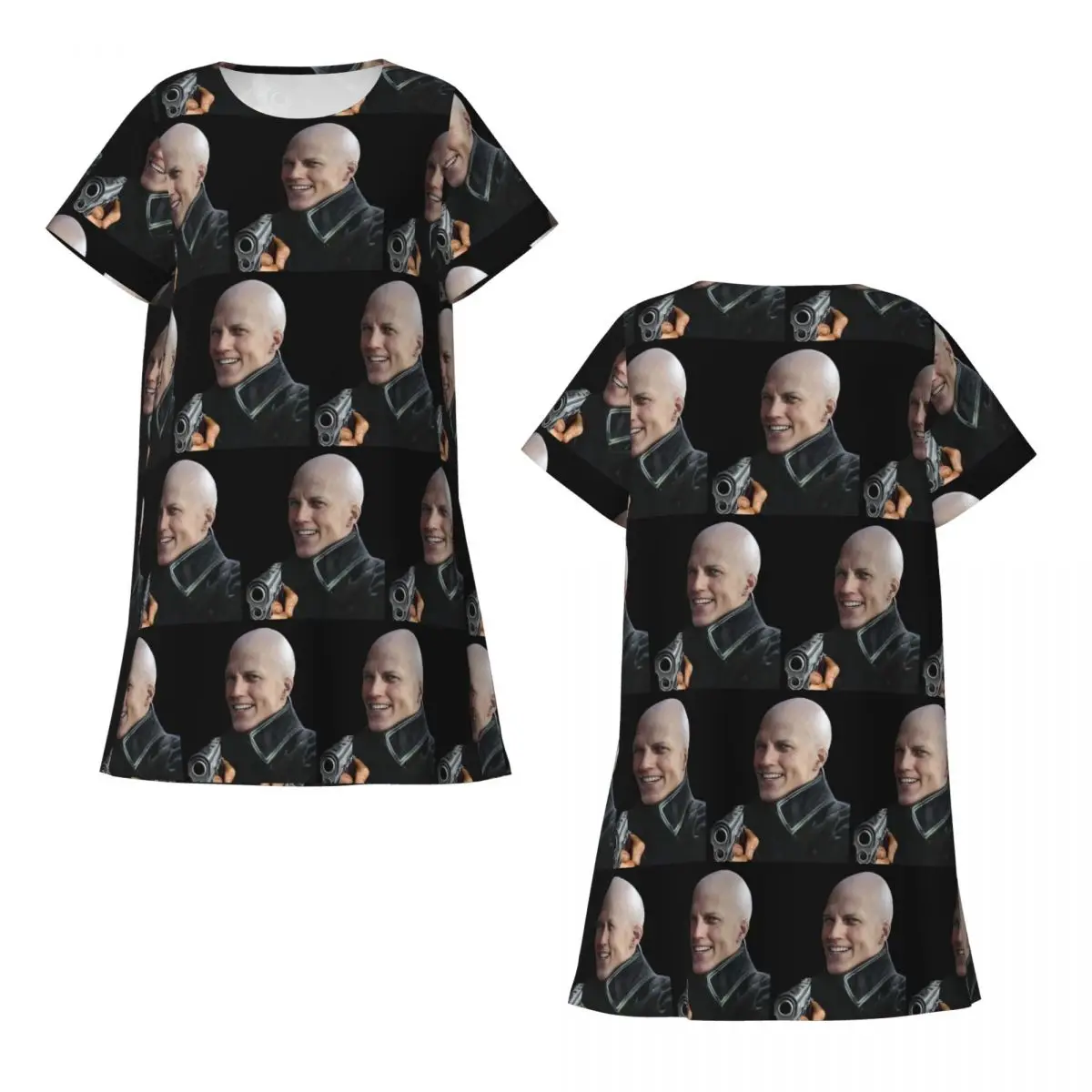 Bald Vergil Pointing A Gun Short Sleeves Nightdress For Sleeping Sleepshirts Women Short Sleeve Nightgowns Soft Pajama Dress