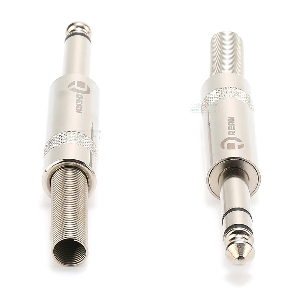 REAN 6,35mm TRS Stereo 3-Polig Vergoldeter 1/4'' TS Mono 2-Polig Stecker 6,5 Gerader Stecker für Instrumente, Gitarre, Bass, Mikrofon – Detail 13