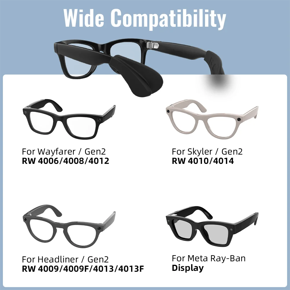 Hibloks Non-Slip Eyeglass Ear Grip For Ray-Ban Meta & Gen2 Wayfarer/Skyler/Headliner Smart Glasses Anti-slip Soft Silicone Cover view 6
